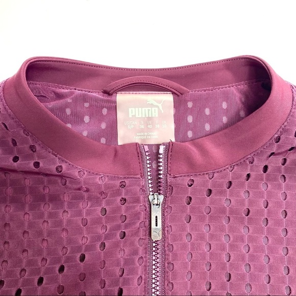 Puma luxe Mesh Zip up Jacket Burgundy - Picture 6 of 12